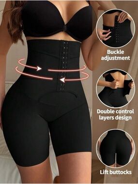 High-Waist Black Waist Trainer Shapewear Shorts